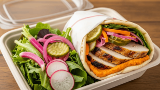 Spitfire Beef & Lamb Pita Wrap With Side Salad