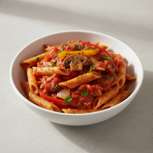 Gluten Free Vegan Penne Marinara with Mixed Vegetables
