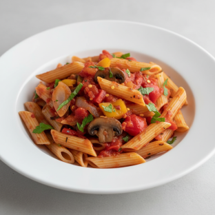 Gluten Free Vegan Penne Arrabiata with Mixed Vegetables