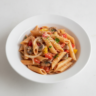 Gluten Free Penne in Rose Sauce with Mixed Vegetables