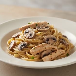 Mushroom Cream Fettuccine with Chicken