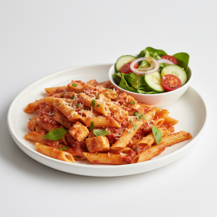 Gluten Free Penne Arrabiata with Chicken | Garden Salad