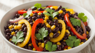 Black Bean & Corn Salad With Roasted Peppers, Cilantro