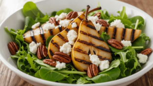 Mesclun Greens, Caramelized Grilled Pears, Goat Cheese, Pecans