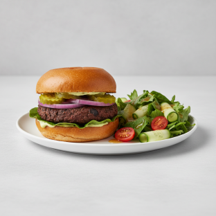 Vegan Black Bean Burger with Side Salad