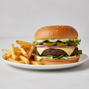 Black Bean Burger with Fries