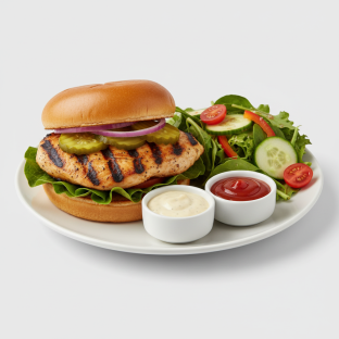 Grilled Chicken Sandwich with Side Salad