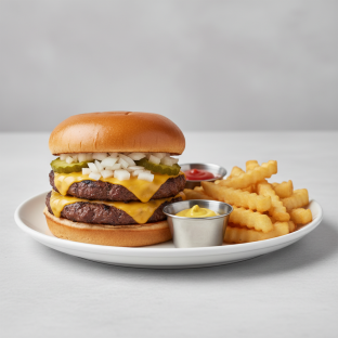 Double Hamburger with Fries