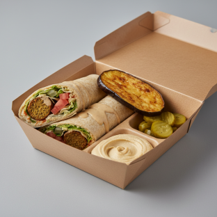 Falafel Wrap with Eggplant Boxed Meal Falafel Wrap with Eggplant Boxed Meal