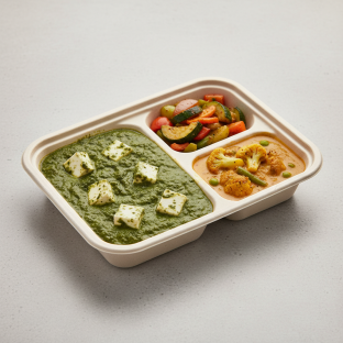 Light Carb Palak Paneer with Tawa Vegetables and Veggie Korma