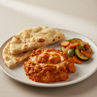 Butter Chicken with Naan and Tawa Vegetables
