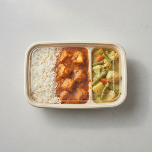 Chicken Tikka Masala with Rice and Veggie Korma