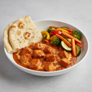 Chicken Tikka Masala with Naan and Tawa Vegetables