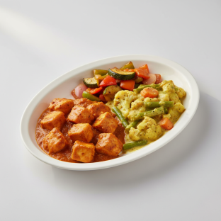 Light Carb Chicken Tikka Masala with Veggie Korma and Tawa Vegetables