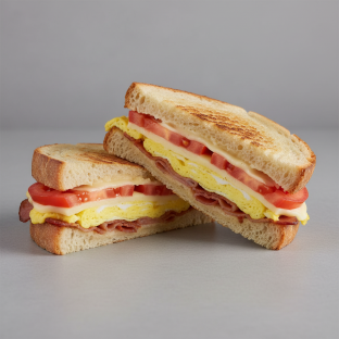 Breakfast Panini with Crispy Pancetta and Fresh Tomato