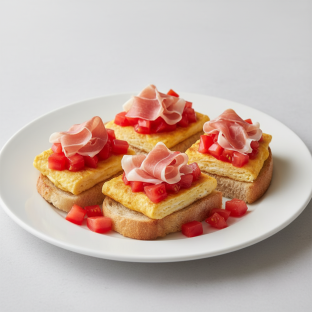 Breakfast Bruschetta with Prosciutto