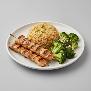 Yakitori Chicken with Fried Rice and Shredded Cabbage Yakitori Chicken with Fried Rice and Shredded Cabbage