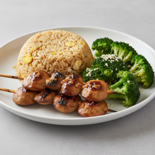 Yakitori Mushroom with Fried Rice and Shredded Cabbage Yakitori Mushroom with Fried Rice and Shredded Cabbage