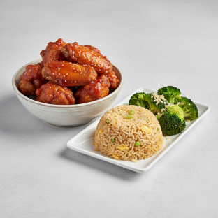 Korean Fried Chicken Wings + Thai Sauce with Fried Rice and Shredded Cabbage Korean Fried Chicken Wings + Thai Sauce with Fried Rice and Shredded Cabbage