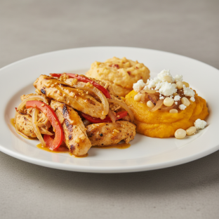 Chicken Mojo with Chipotle Potatoes and Locro