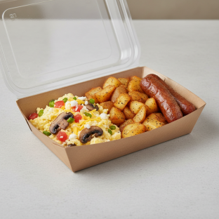 SSB Scramble with Home Fries and Pork Sausage