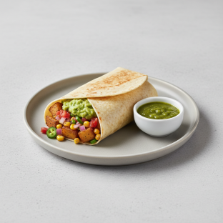 Vegan Breakfast Burrito With Side of Salsa