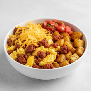 Chorizo, Egg and Cheese Breakfast Burrito Bowl