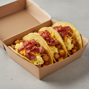 Bacon, Egg and Cheese Breakfast Taco Box