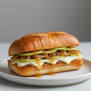 Caramelized Cippolini Granny Smith Apple, Brie, Lavender Honey, Brioche