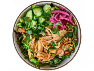 Light Carb Chicken Garden Bowl with Avocado with Rosemary Balsamic Sauce