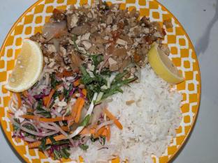 Mushroom Tofu Sisig Rice Bowl