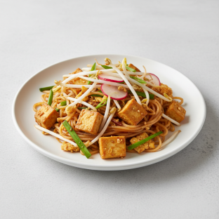 Tofu Pad Thai with Eggs (NO Fish Sauce)