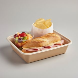 French Ham and Gouda Sandwich Boxed Meal | Sea Salt Chips | Fruit Cup