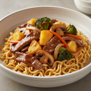 Mongolian Beef Pineapple Noodles