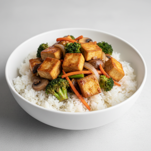 Mongolian Tofu Teriyaki Rice Bowl