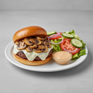 Mushroom Burger with Side Salad Mushroom Burger with Side Salad