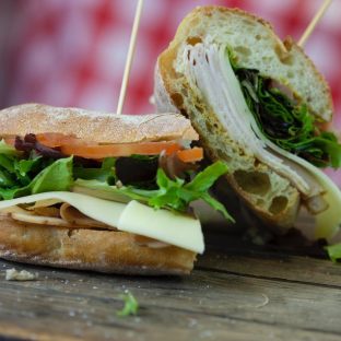 Turkey and Swiss Sandwich with Garden Greens Salad