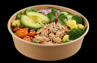 Light Carb Chicken Garden Bowl with Avocado with Lemon Thyme Sauce