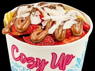 Strawberry, Banana, Coconut Flakes, and Nutella Oatmeal Bowl