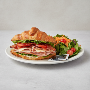 Loaded Croissant Club Sandwich and Garden Salad