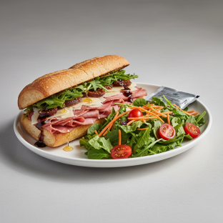 Spicy Coppa and Candied Fig Sandwich and Garden Salad