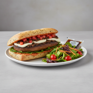 Grilled Portobello Sandwich and Garden Salad