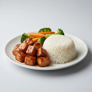 Chicken Teriyaki, White Rice, Broccoli & Carrots
