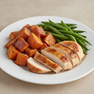Baked Chicken with Roasted Sweet Potatoes and Green Beans [NO NUTS]