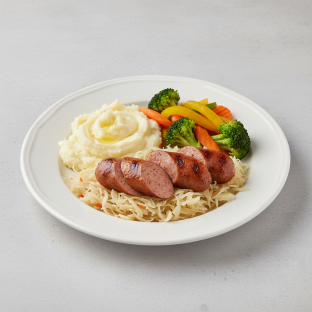 Grilled Kielbasa, Steamed Vegetables and Mashed Potatoes