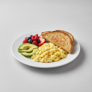 El Continental with Scrambled Eggs and Avocado El Continental with Scrambled Eggs and Avocado