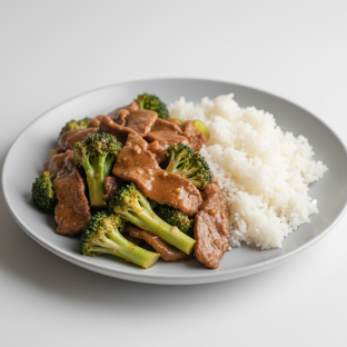 Beef Broccoli with White Rice