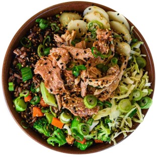 Light Carb Chicken Greens Bowl with Lemon Garlic Soy Sauce