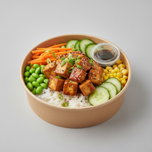 Tofu Poke Rice Bowl with Soy Vinaigrette