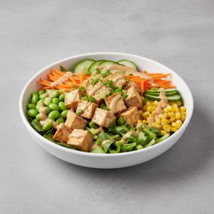 Tofu Poke Salad Bowl with Creamy Sesame Sauce